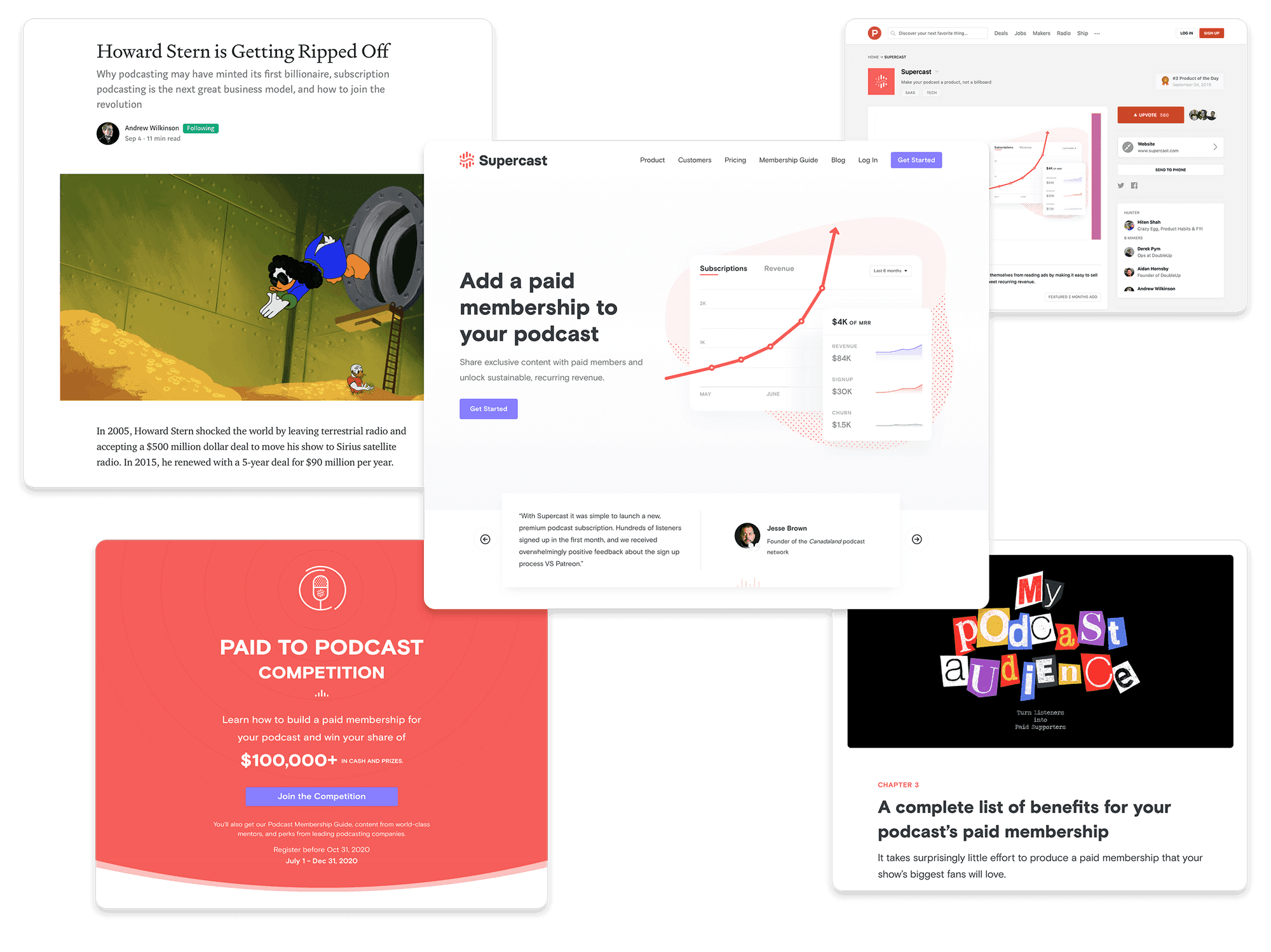 Branding, messaging, and content created to launch and grow Supercast